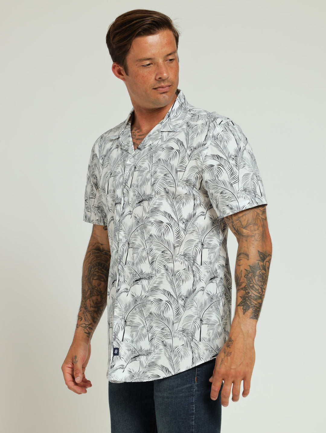 Revere Collar Floral Shirt - White/Black