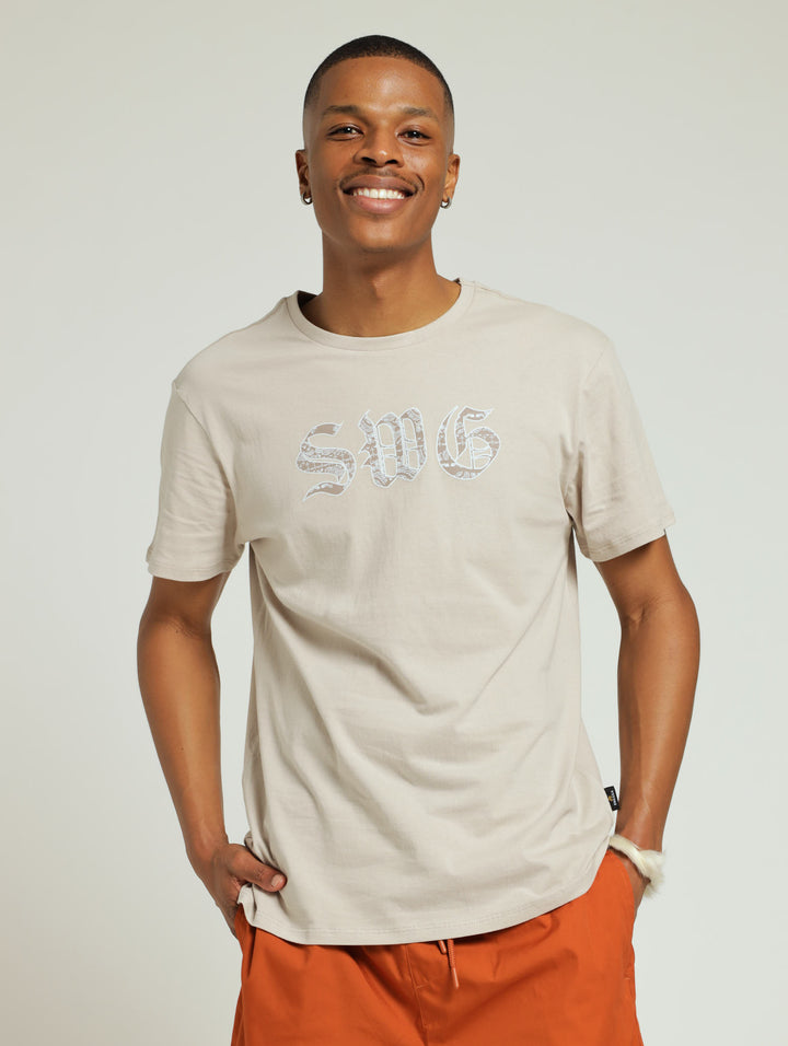 Basic Print Tee - Stone