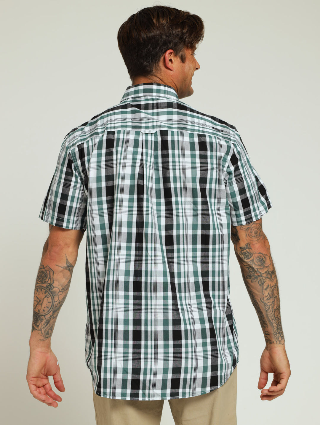 Casual Yarn Dye Check Tee - Green