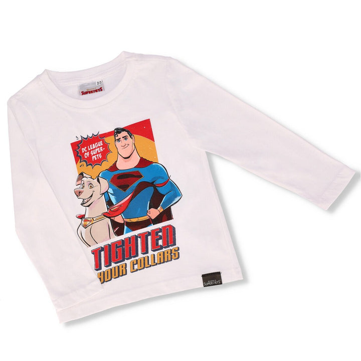 Pre-Boys Long Sleeve Super Pets Tee - White