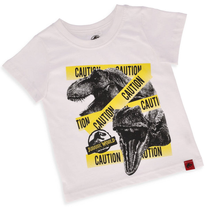 Pre-Boys Short Sleeve Jurassic Hazzard Tee - White