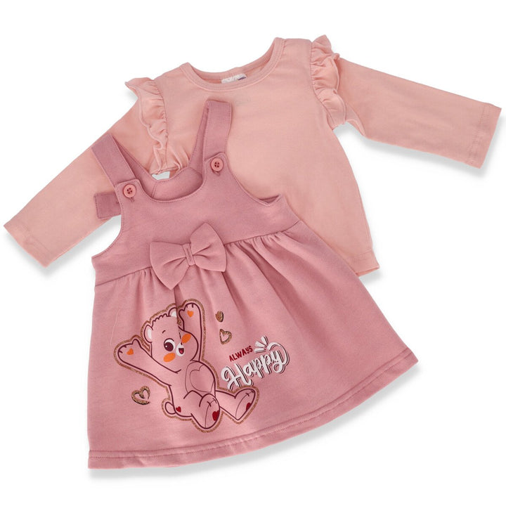 Baby Girls Pinnie Tee Dress - Dusty Pink