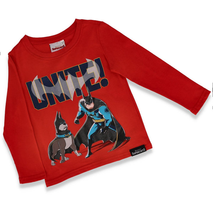 Pre-Boys Long Sleeve Super Pets Tee - Red