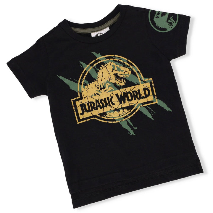 Pre-Boys Jurassic Short Sleeve Printed Tee With Step Hem - Black