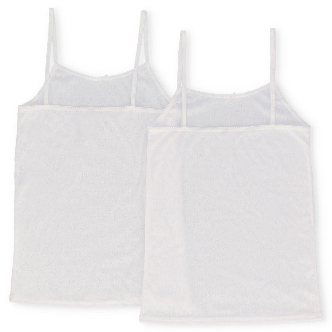 Girls 2 Pack Strappy Vest - White