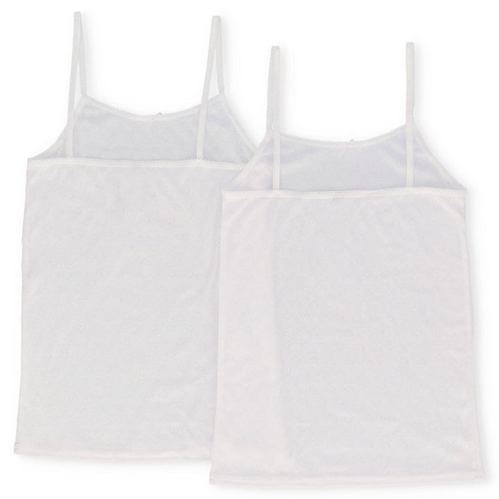 Girls 2 Pack Strappy Vest - White