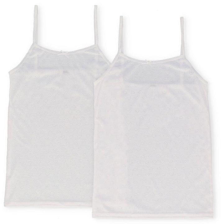 Girls 2 Pack Strappy Vest - White