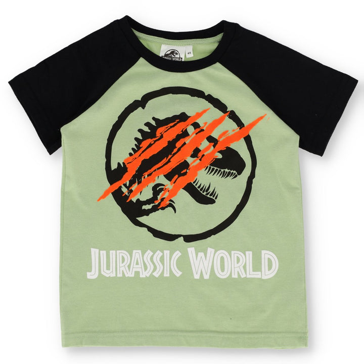 Pre-Boys Jurassic Raglan Flock Tee - Green