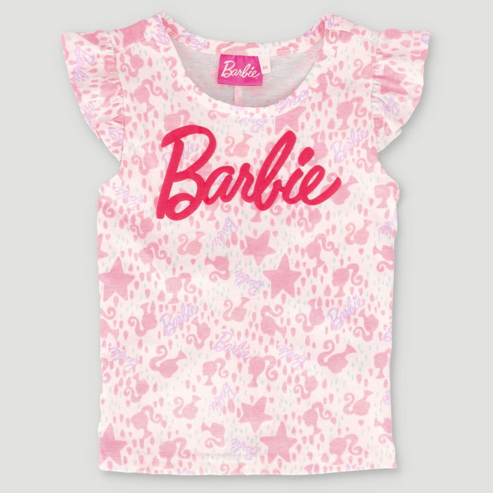 Pre-Girls Barbie All Over Print Tee With Back Detail