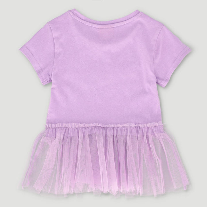 Pre-Girls Barbie Top With Tulle Frills - Lilac