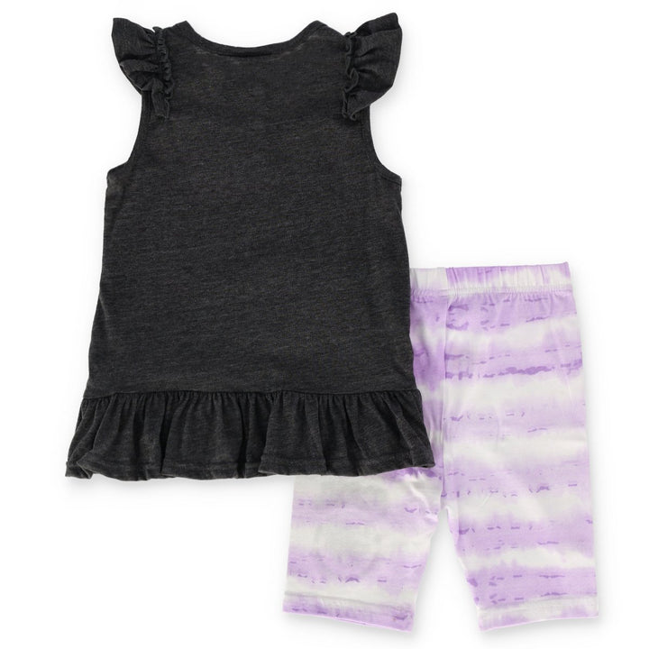 Pre-Girls Black Panther Tee And Cycling Short Set - Purple