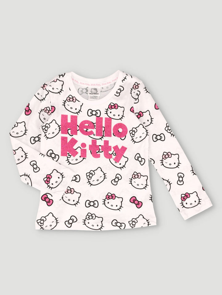 Pre-Girls Hello Kitty Long Sleeve Tee - White