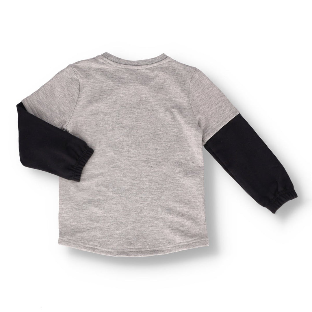 Pre-Boys Batman Crew Brushed Top - Grey Melange