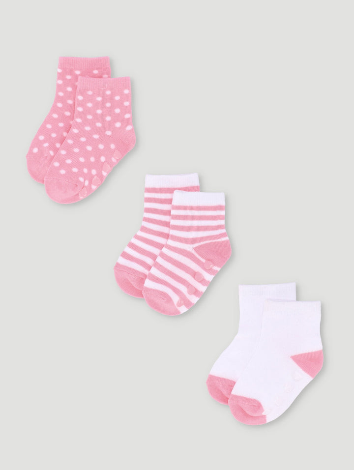 3 Pack Cotton Socks - Pink