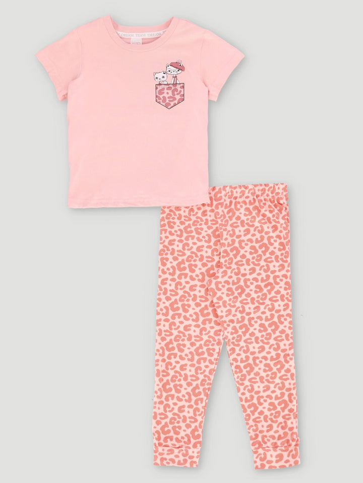 Pre-Girls Animal Print Ditsy Sleepset - Pink