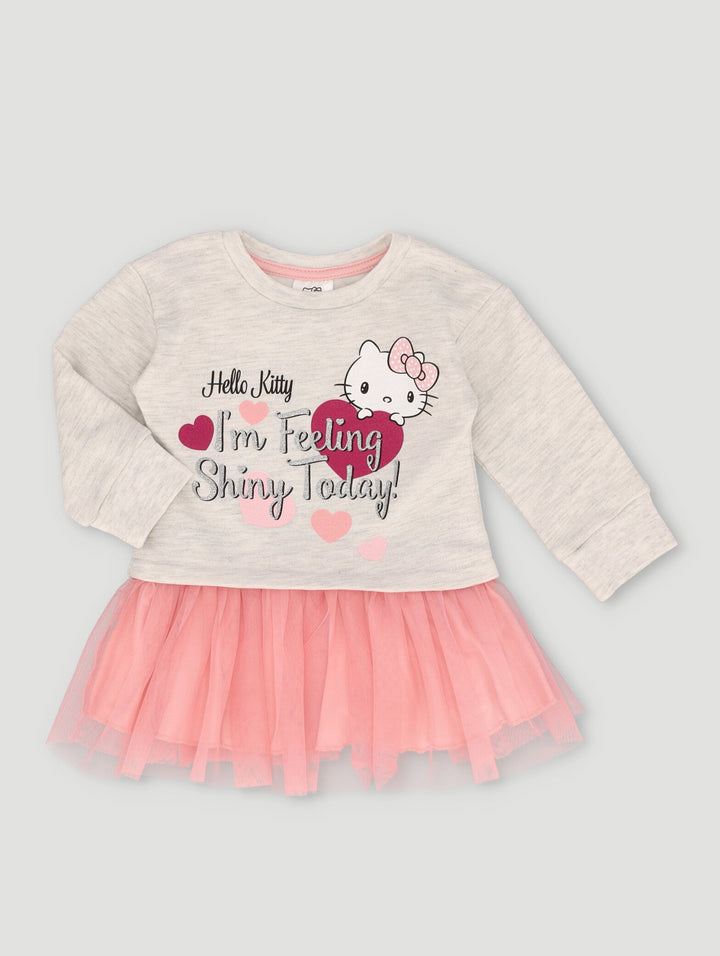 Baby Girls Long Sleeve Fleece Party Dress - Oatmeal