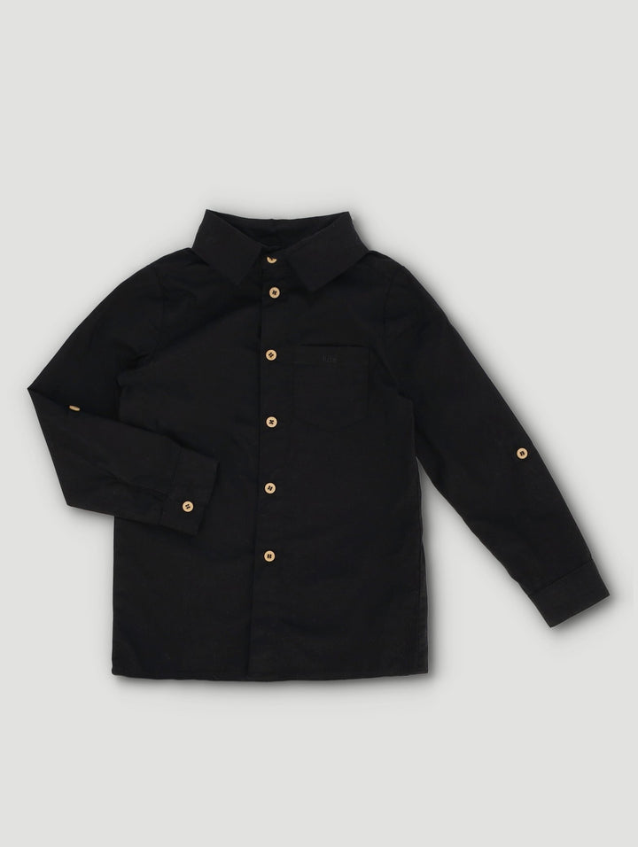 Pre-Boys Long Sleeve Formal Shirt - Black