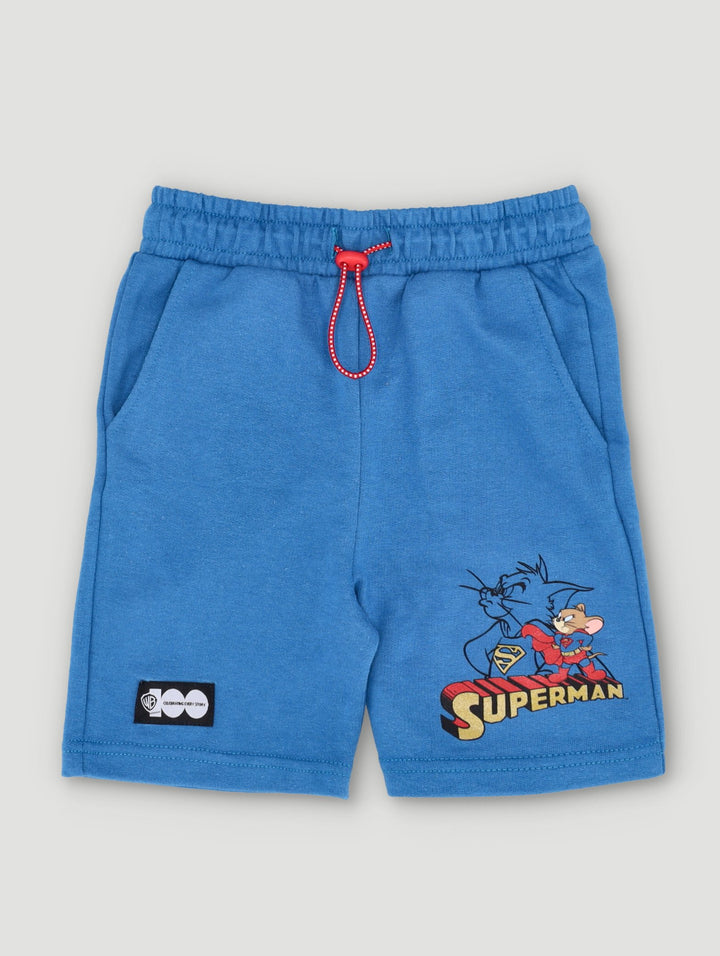 Pre-Boys Tom & Jerry Superman Short - Blue