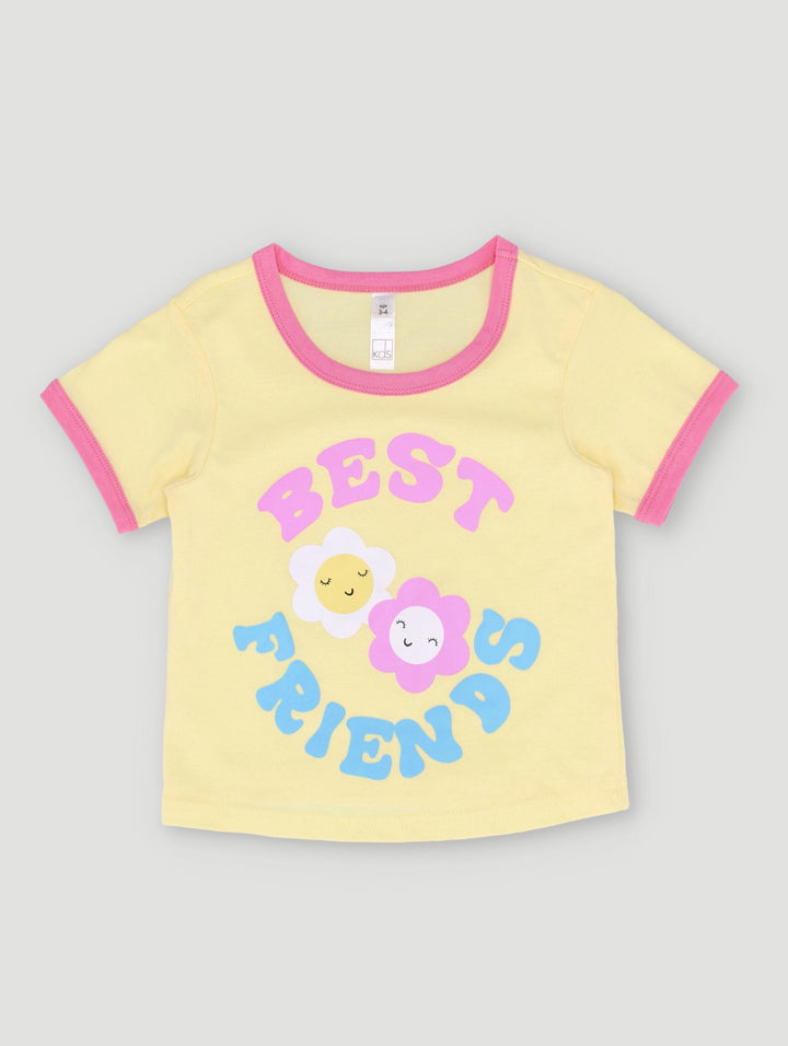 Pre-Girls Best Friends Print Tee - Pastel Yellow