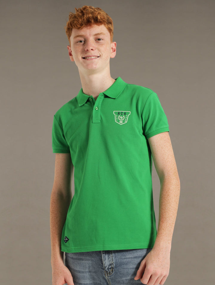 Boys Print Collar Golfer - Green