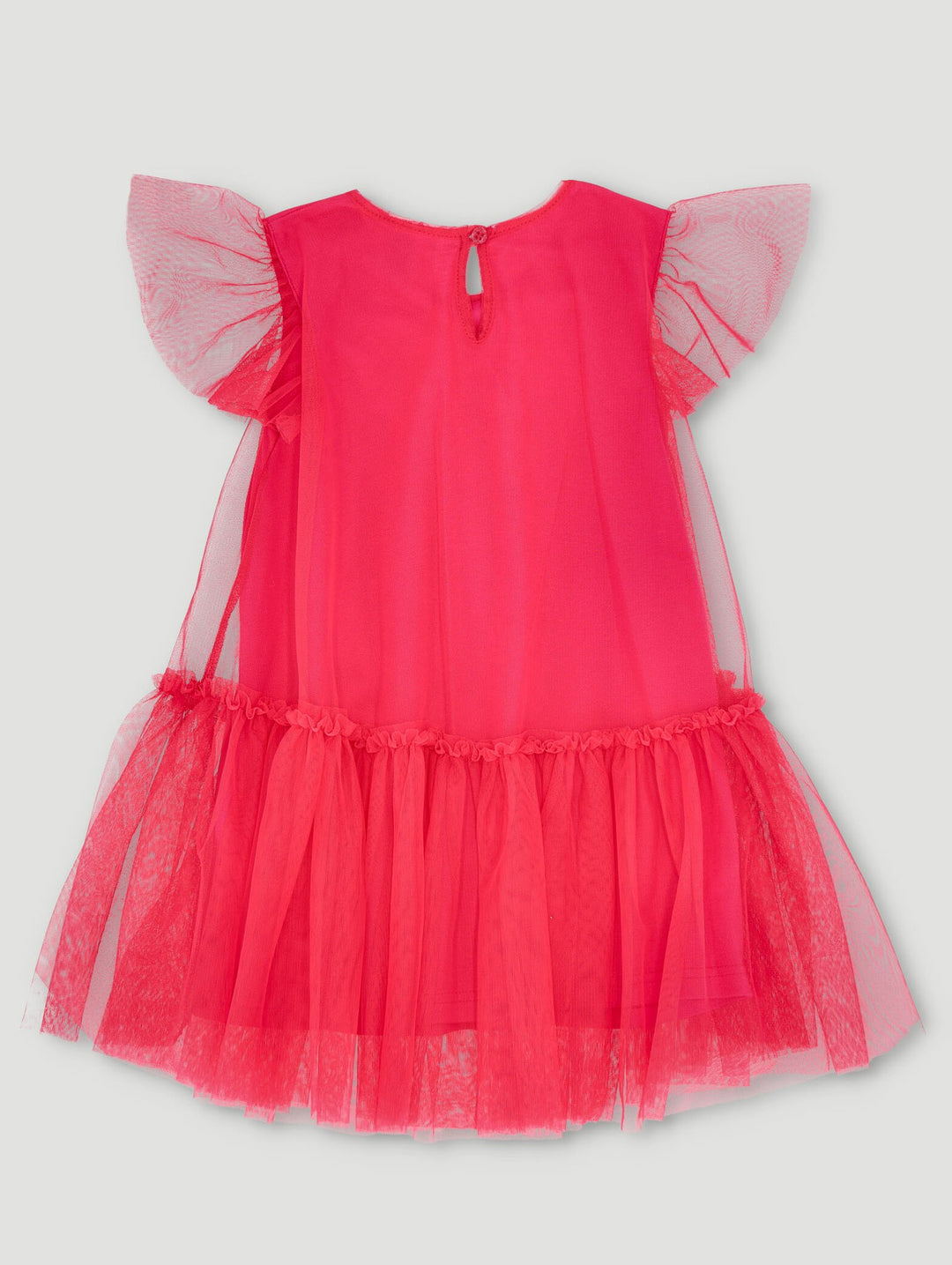 Pre-Girls Barbie Dress With Tulle Overlay - Pink