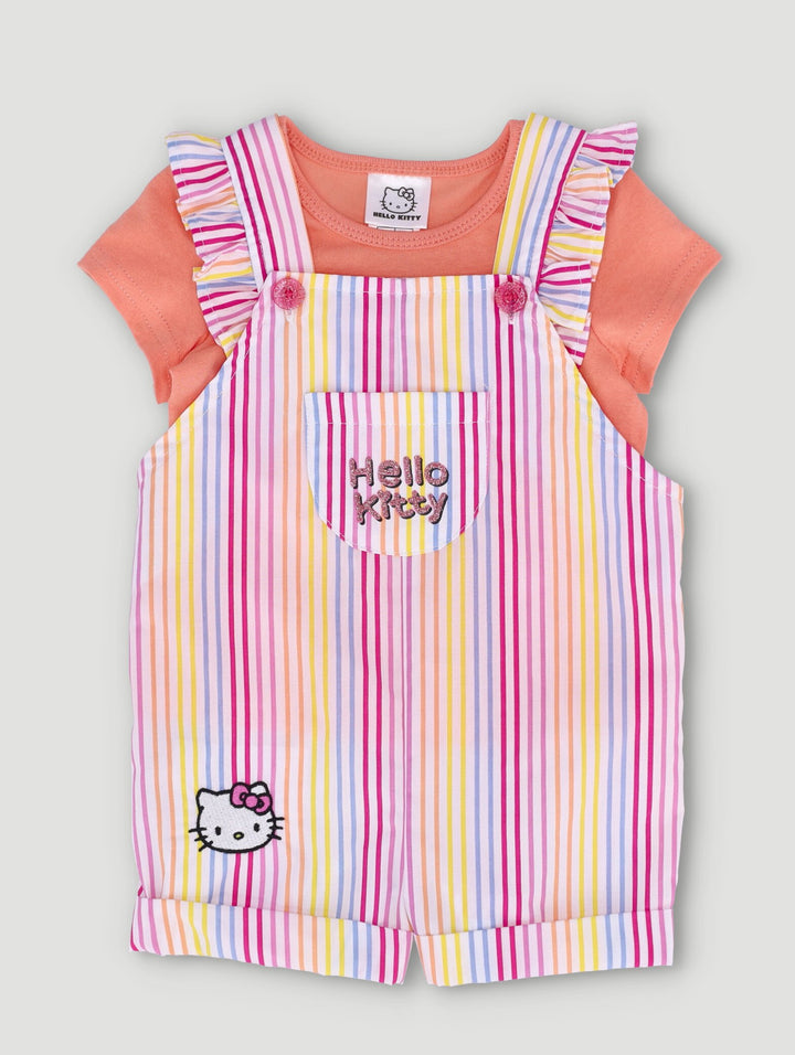 Baby Girls Dungaree Set - Coral