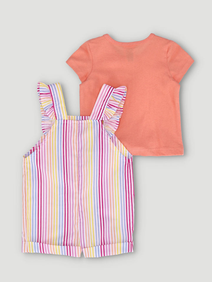 Baby Girls Dungaree Set - Coral