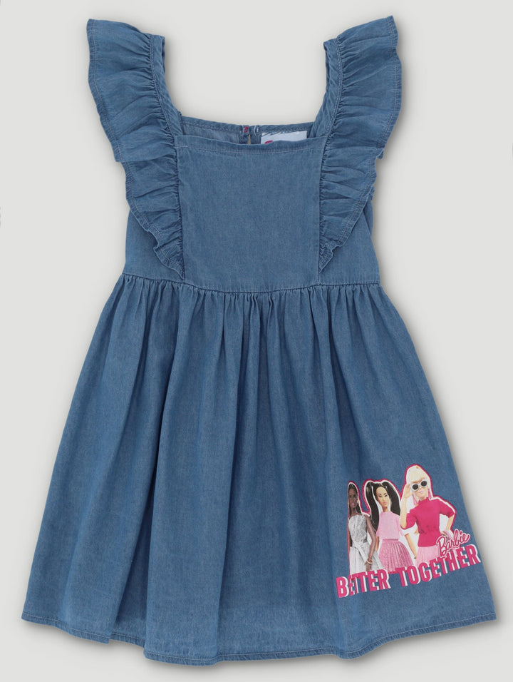 Pre-Girls Barbie Chambray Dress - Medium Blue