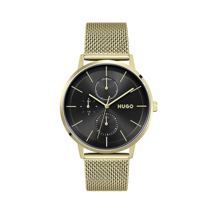 #Exist Multi 43Mm Watch With Ip Gold Case And Black Dial