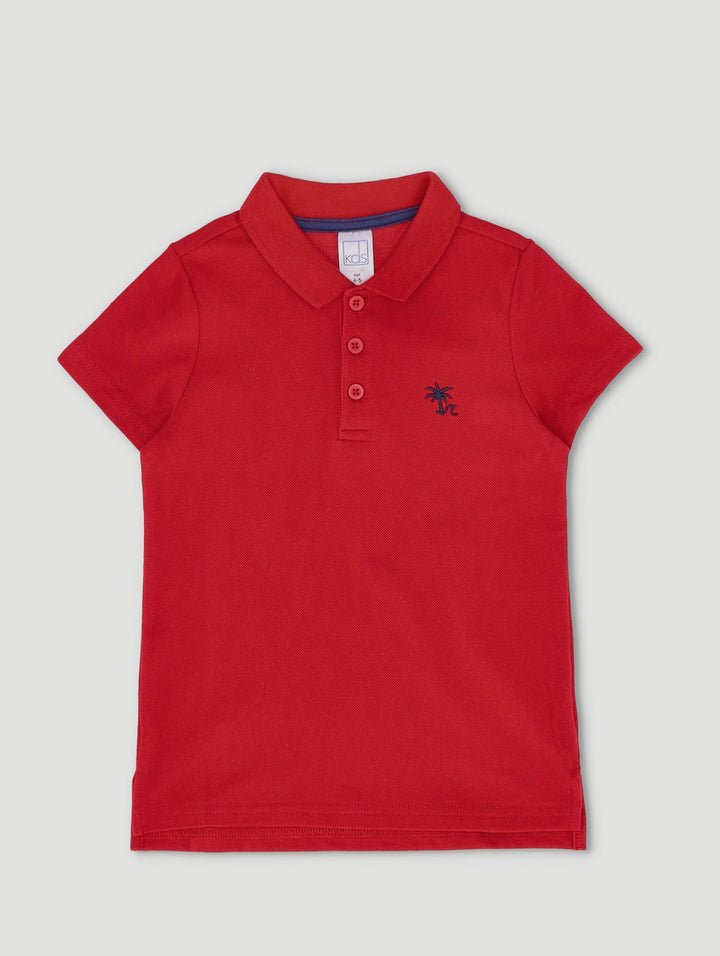 Pre-Boys Embroidered Golfer - Red