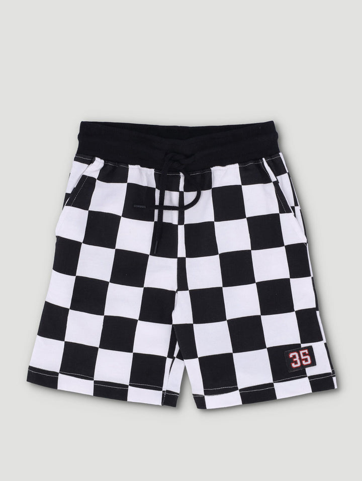 Pre-Boys Fashion Check Fleece Shorts - Black