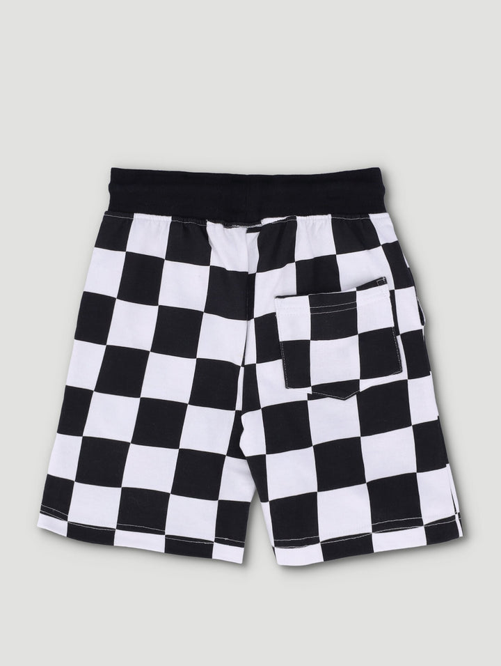 Pre-Boys Fashion Check Fleece Shorts - Black