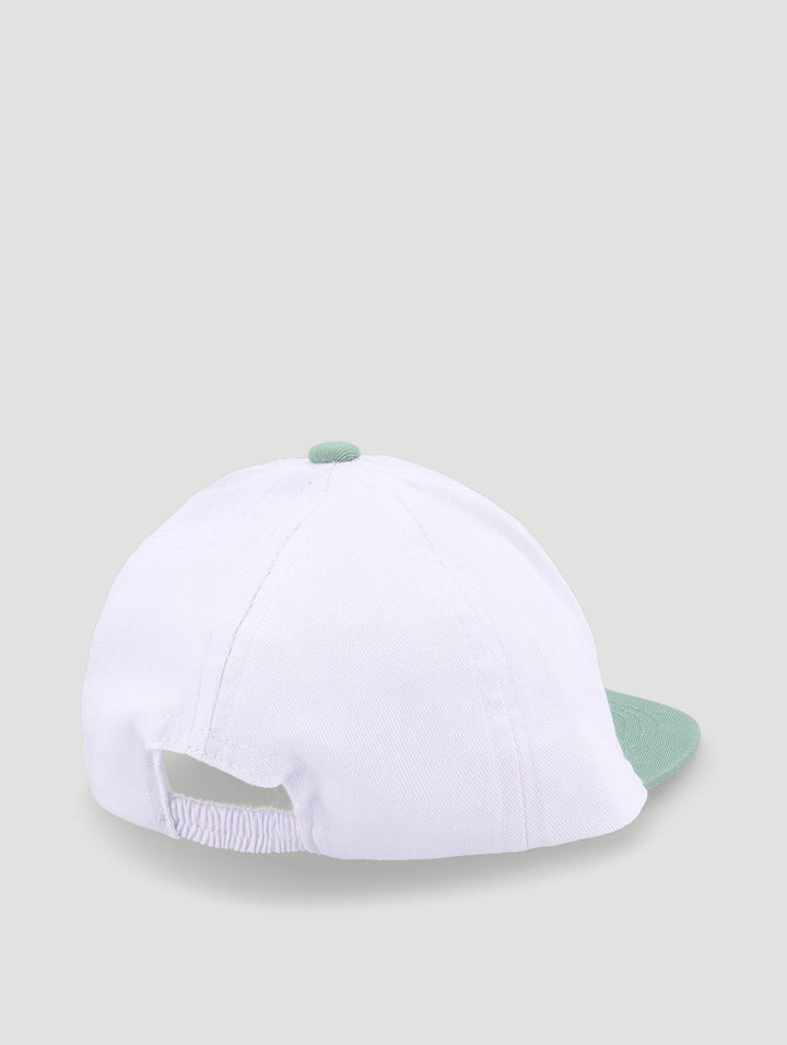 Baby Boys Two Tone Peak Hat With Print - White