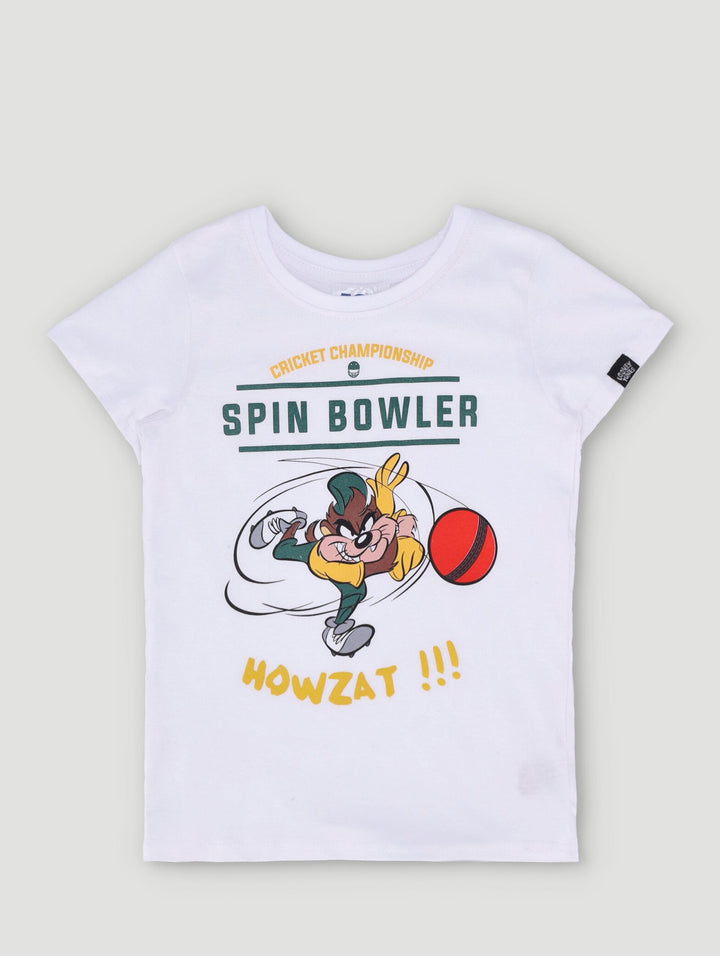 Pre-Boys Cricket Spin Bowler Tee - White