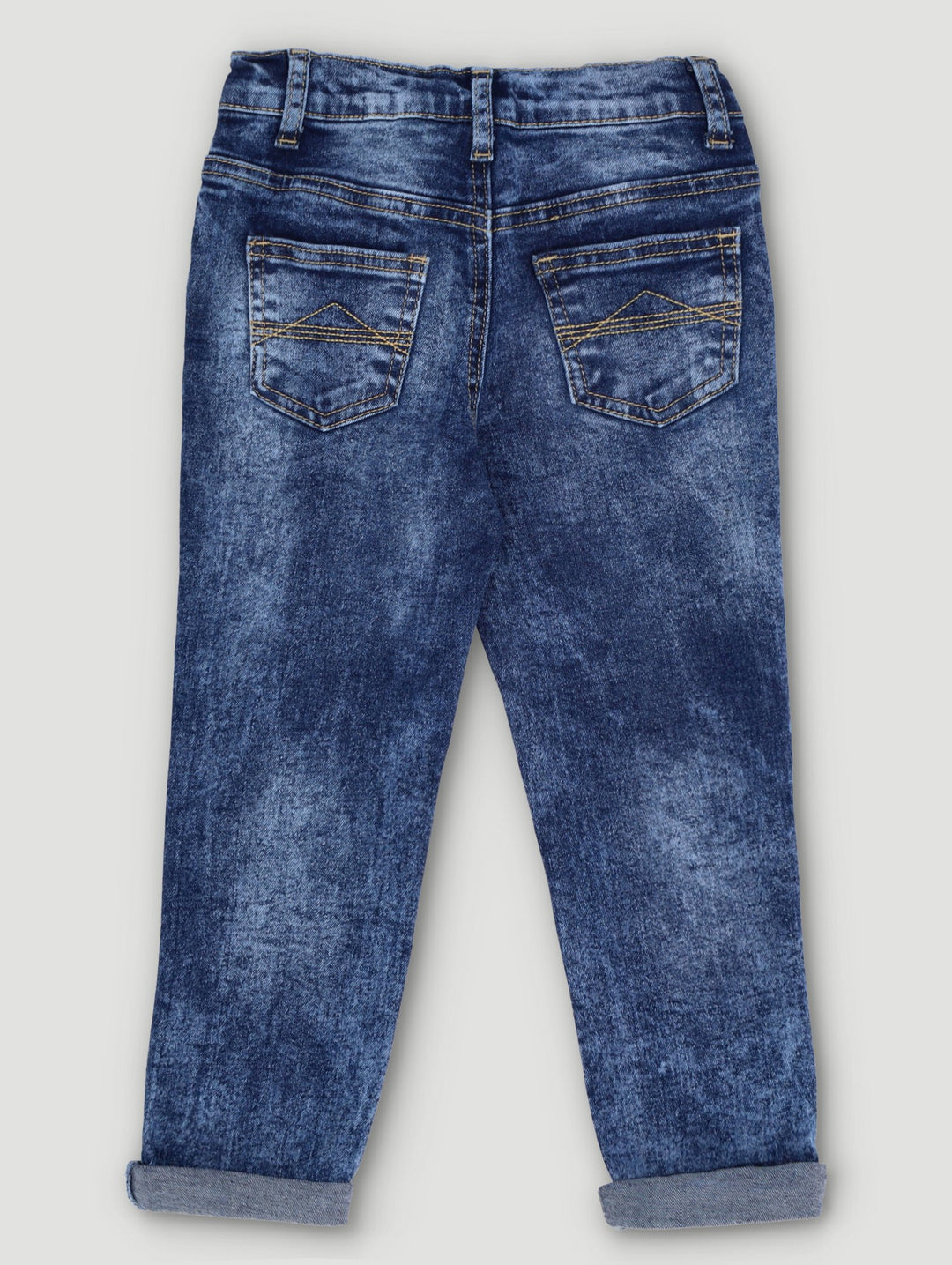 Pre-Boys Fashion Denim Roll Up Jeans - Dark Blue