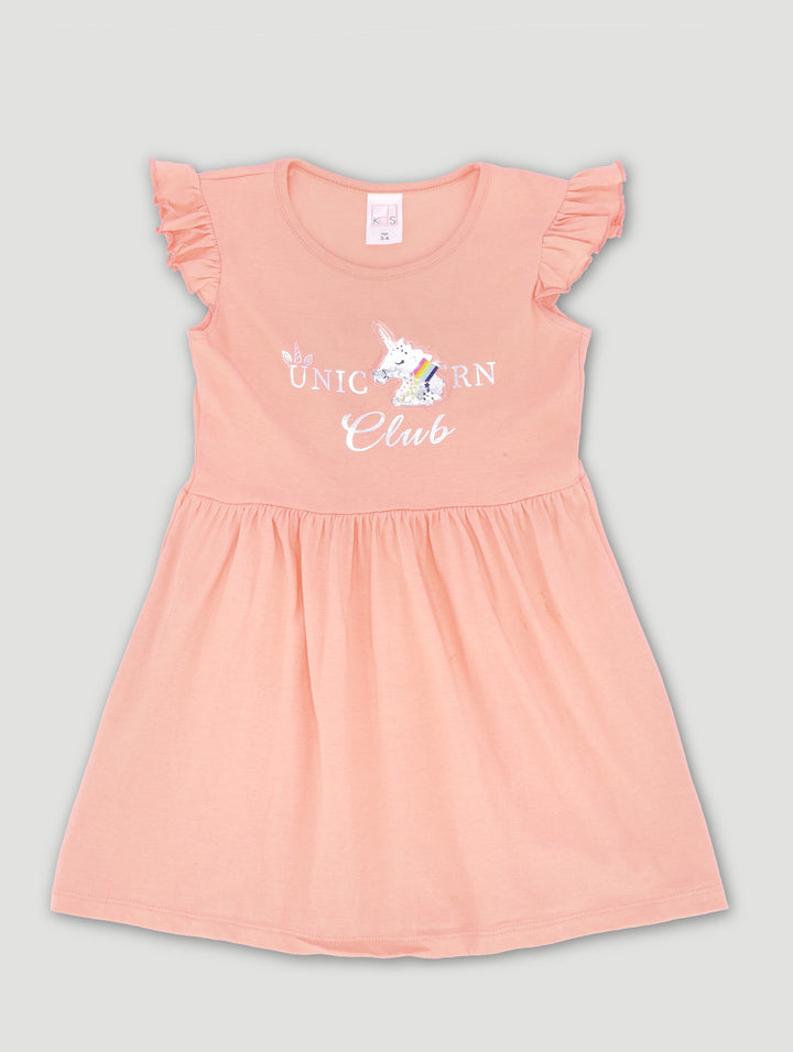 Pre-Girls Unicorn Dress - Peach