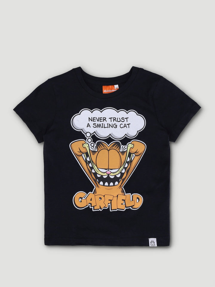 Pre-Boys Garfield Smiling Cat Tee - Black