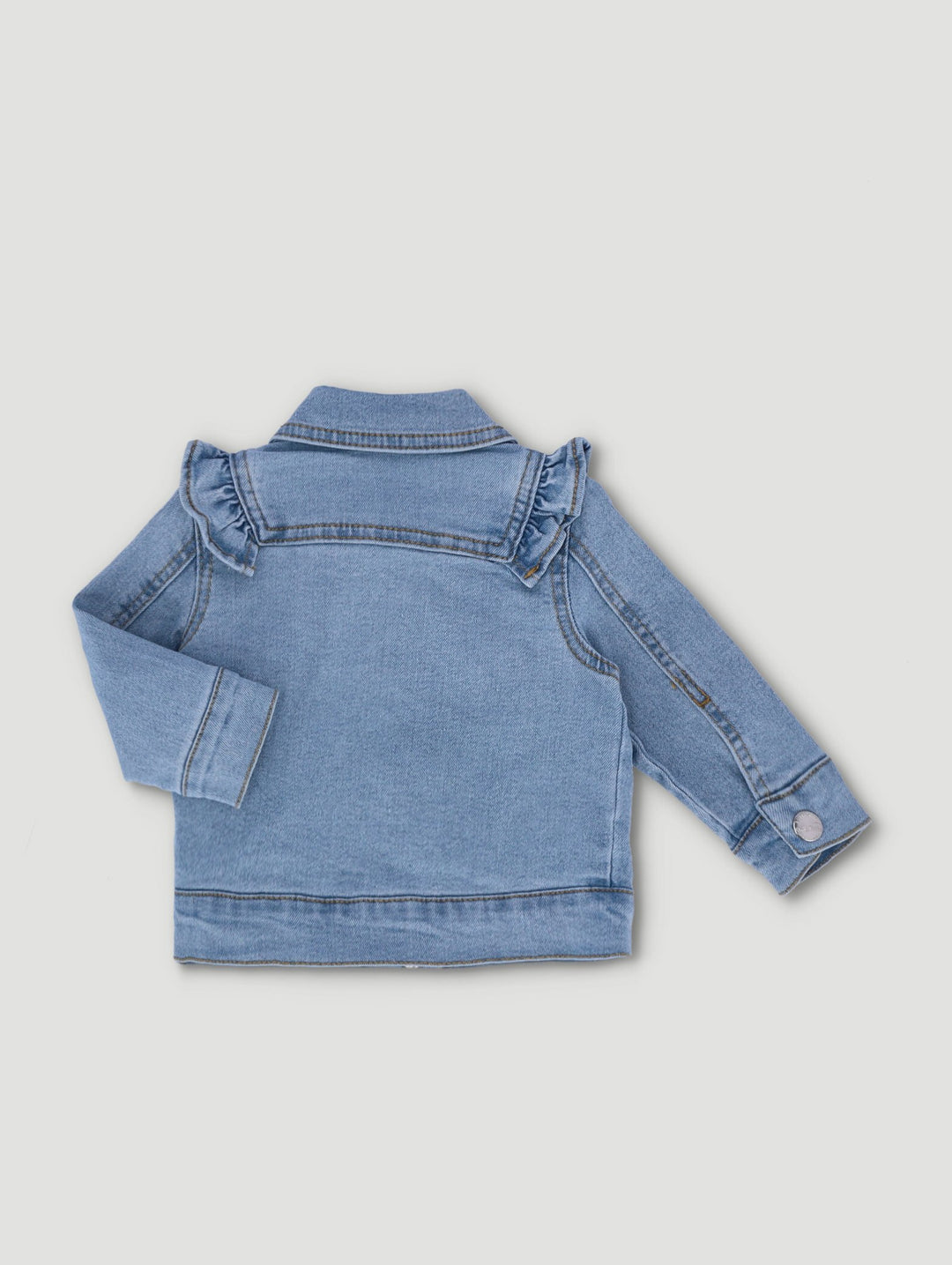 Baby Girls Frill Denim Jacket - Light Wash