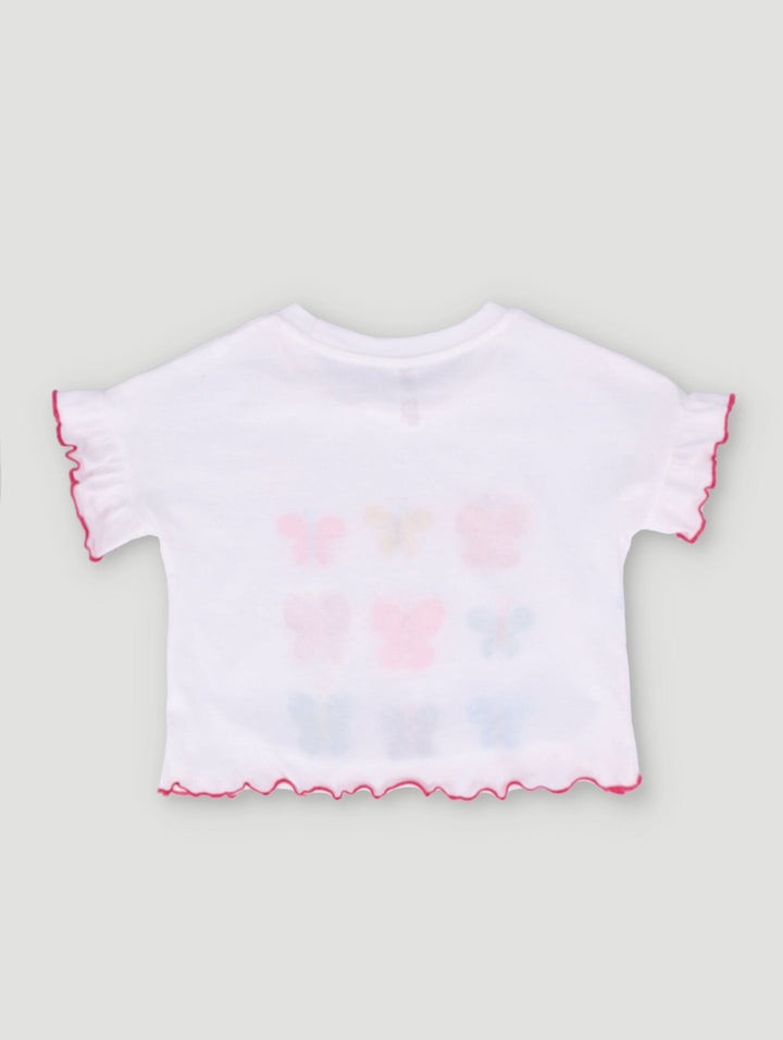 Pre-Girls Butterfly Sequin Tee - Cream