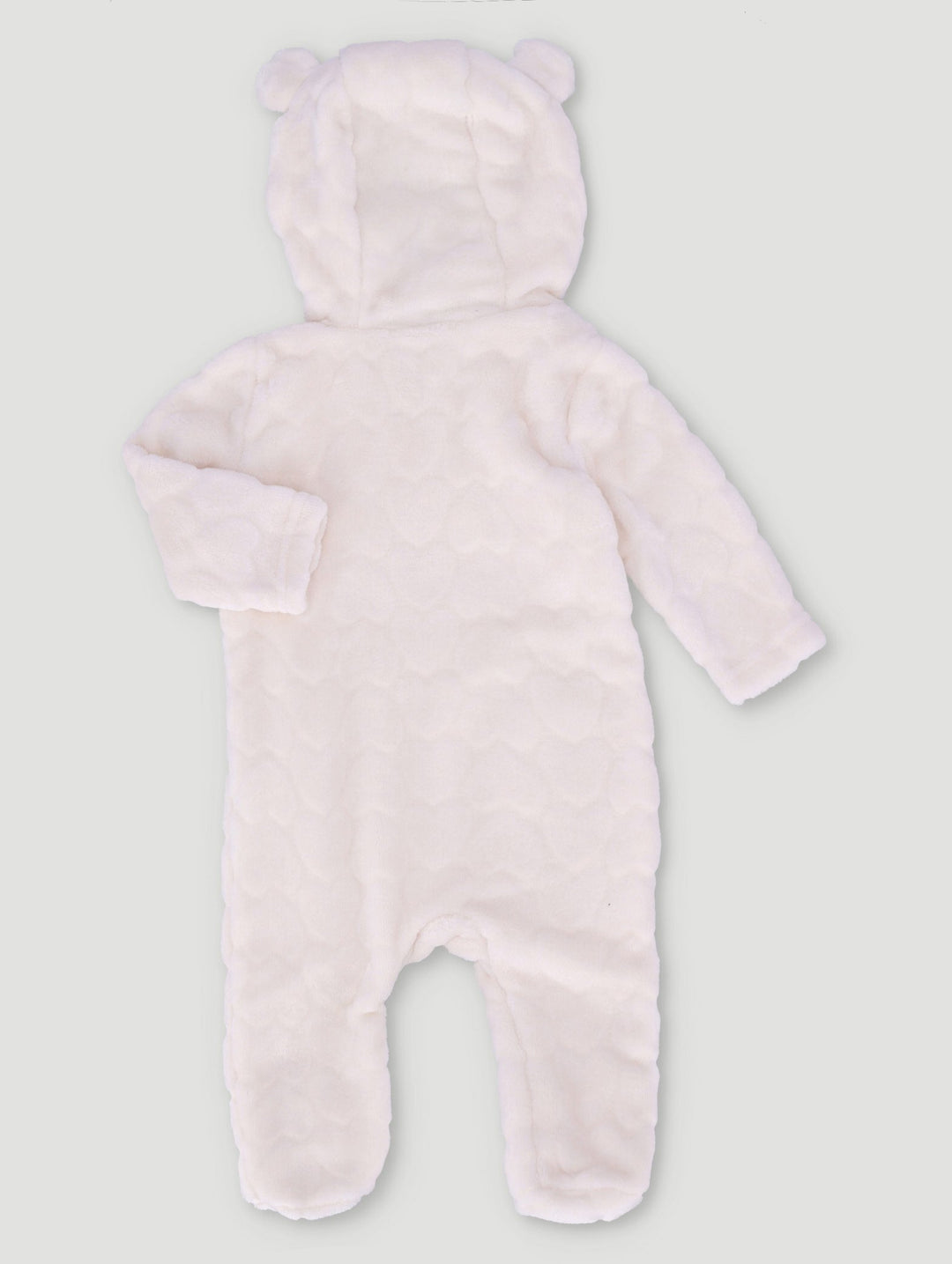 Baby Girls Embossed Hooded Babygrow - Cream