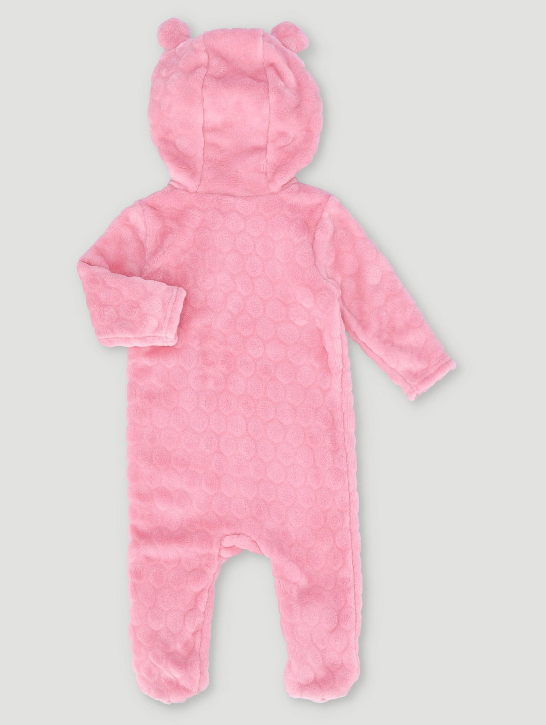 Baby Girls Embossed Hooded Babygrow - Pink