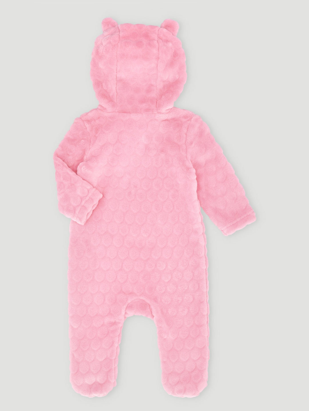 Baby Girls Embossed Hooded Babygrow - Light Pink