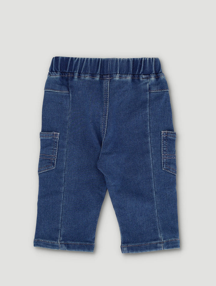 Baby Boys Everyday Denim Jeans With Elasticated Waist - Mid Blue