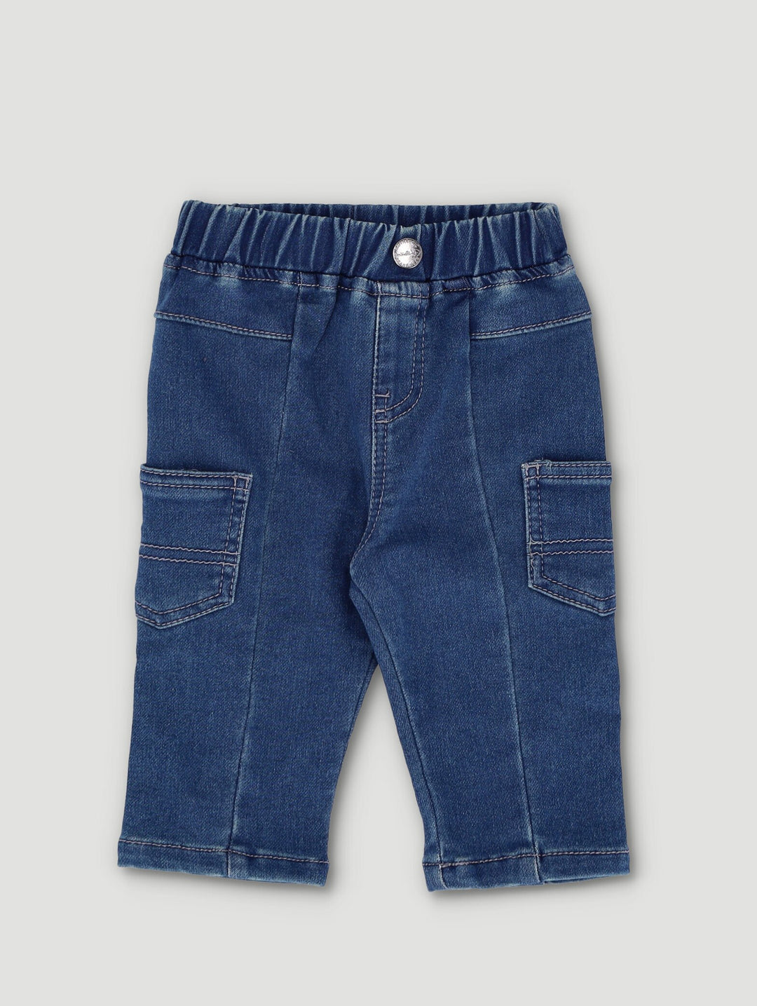 Baby Boys Everyday Denim Jeans With Elasticated Waist - Mid Blue