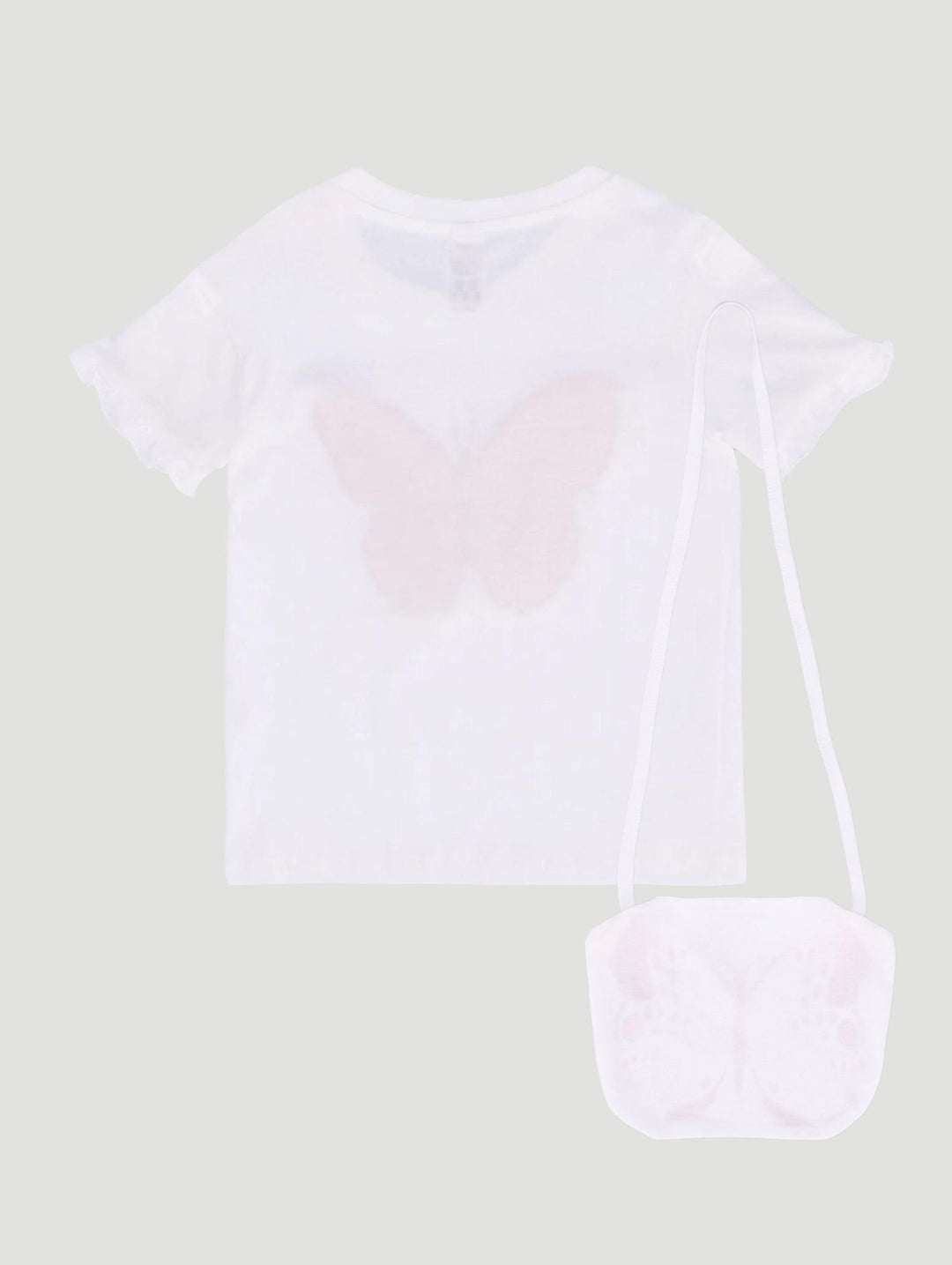 Pre-Girls Butterfly Tee With Bag - White