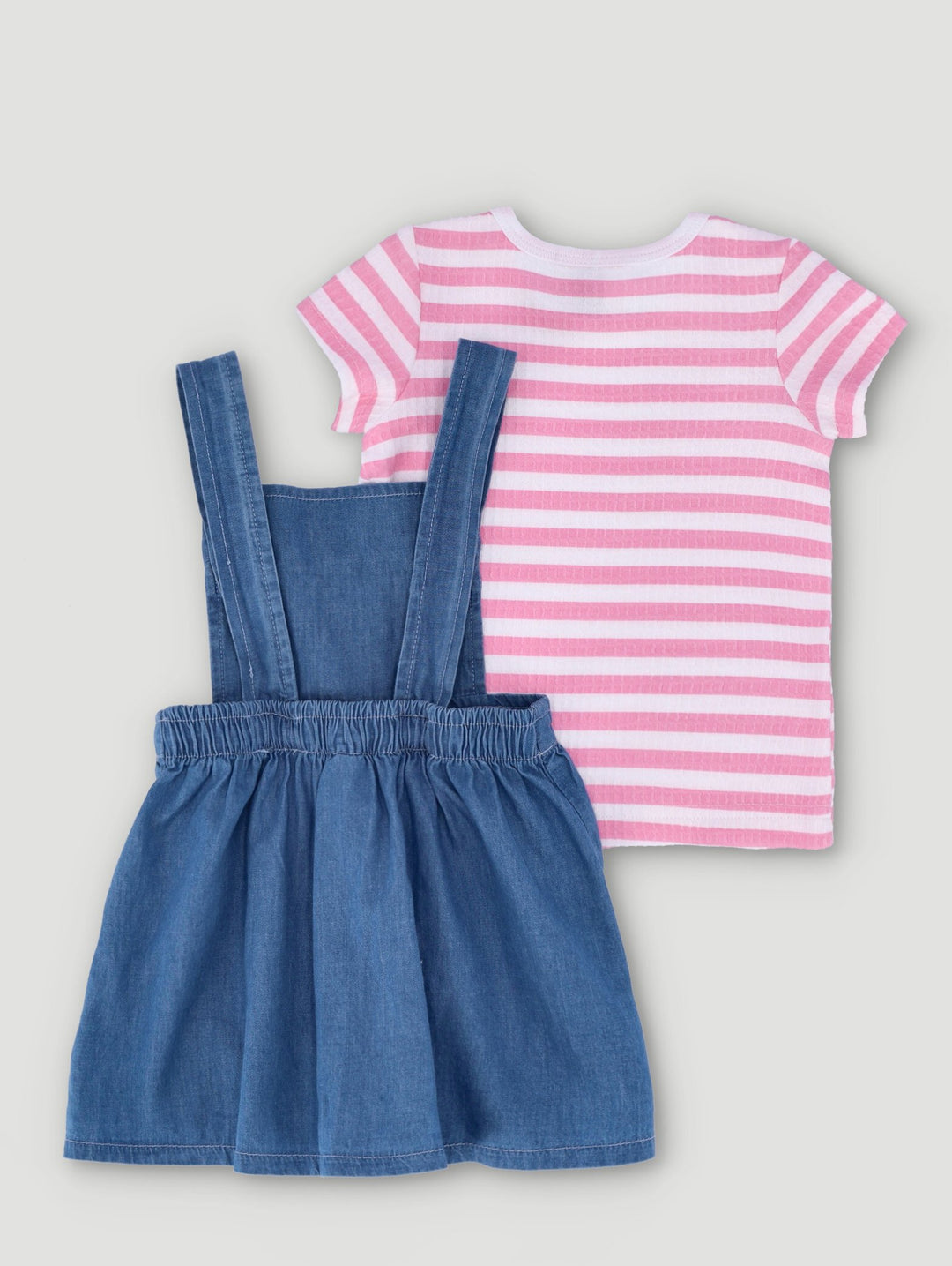 Baby Girls Little Miss Dungaree Dress - Denim