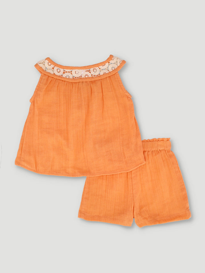 Baby Girls Lace Gauze Set - Orange