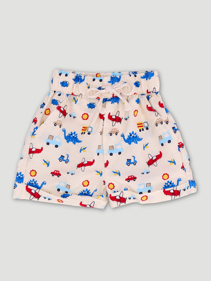 Baby Boys All Over Car Print Occasion Shorts - White