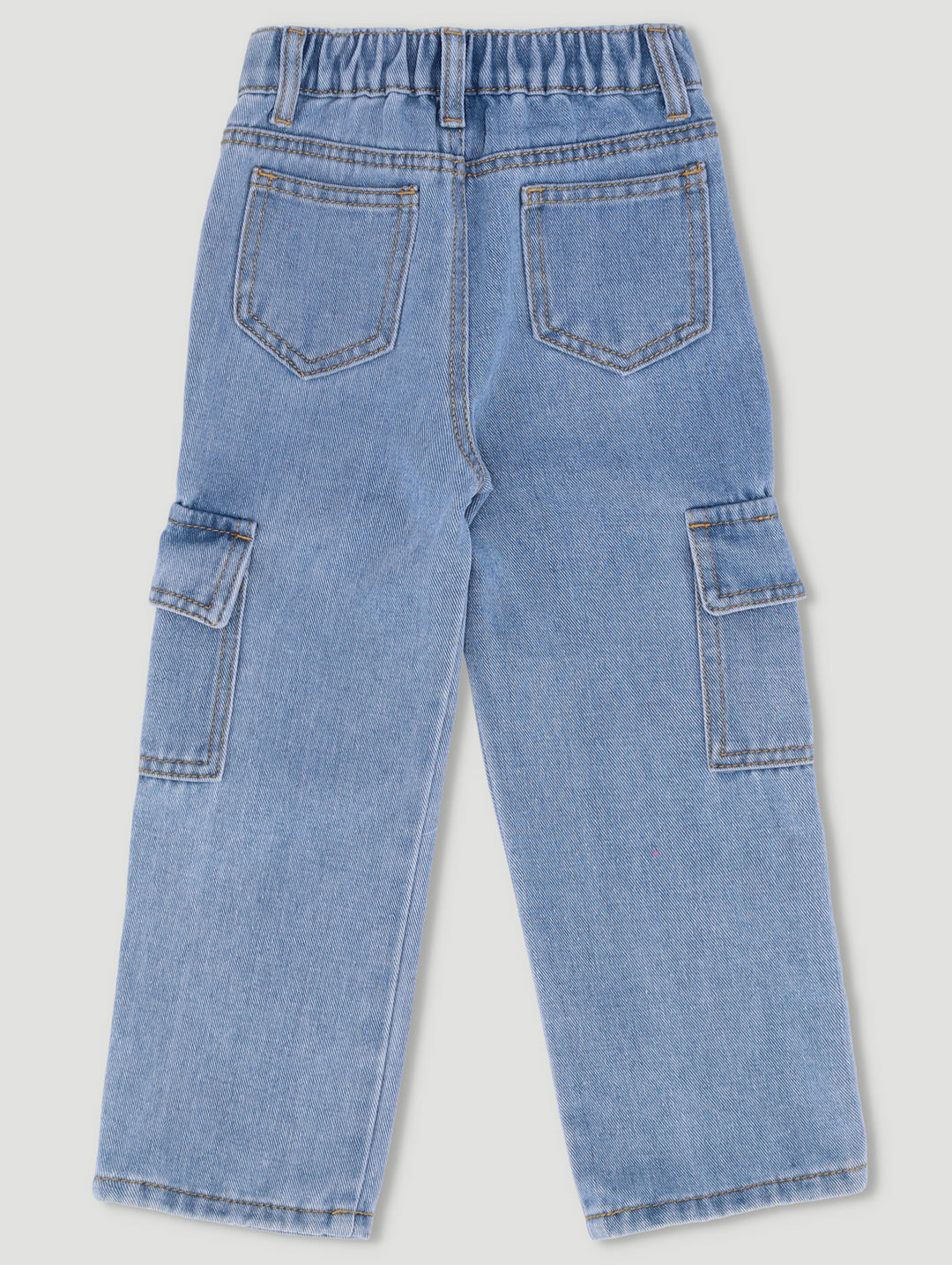 Pre-Girls Cargo Denim Jeans - Light Blue