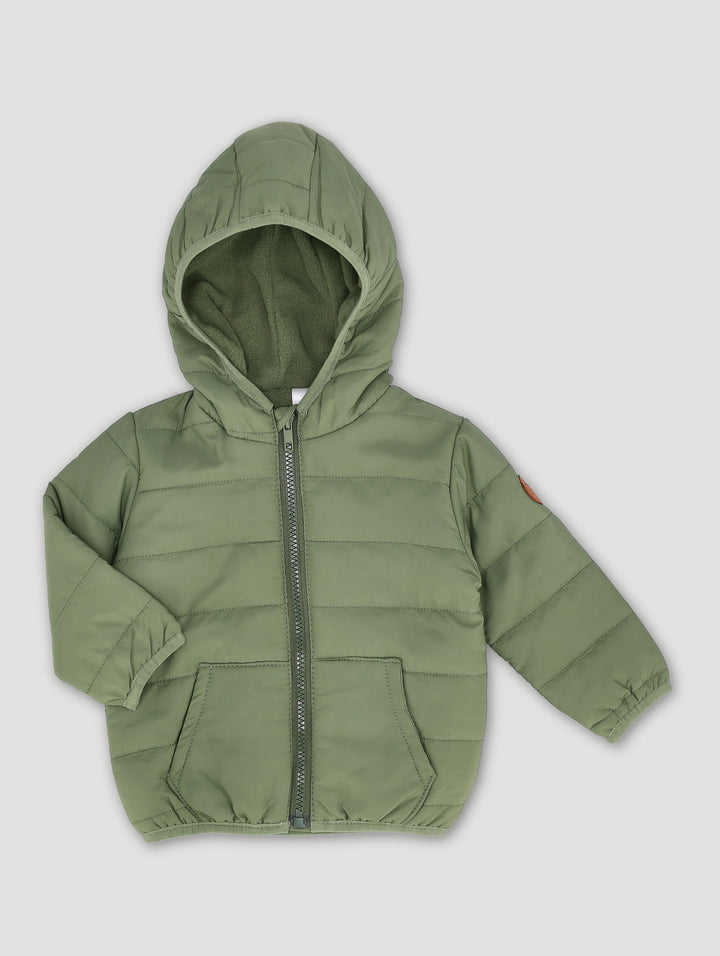 Baby Boys Hooded Puffer Jacket - Fatigue